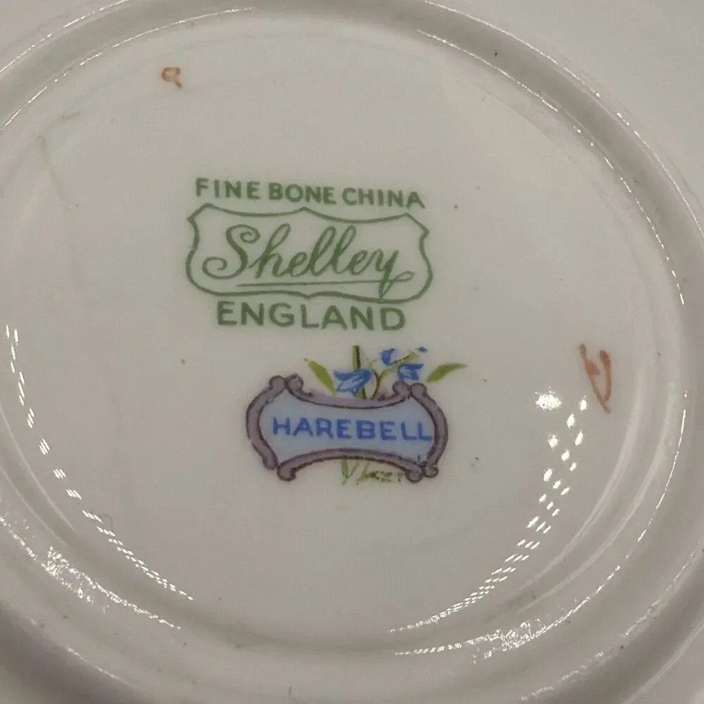 Shelley England Harebell Oleander Fine Bone China Cup & Saucer Blue Floral VTG